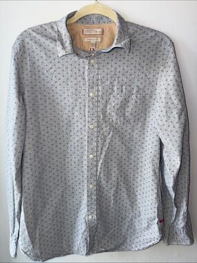 Banana Republic Men's Light Blue Floral-Pattern Slim Fit Button-Up Shirt